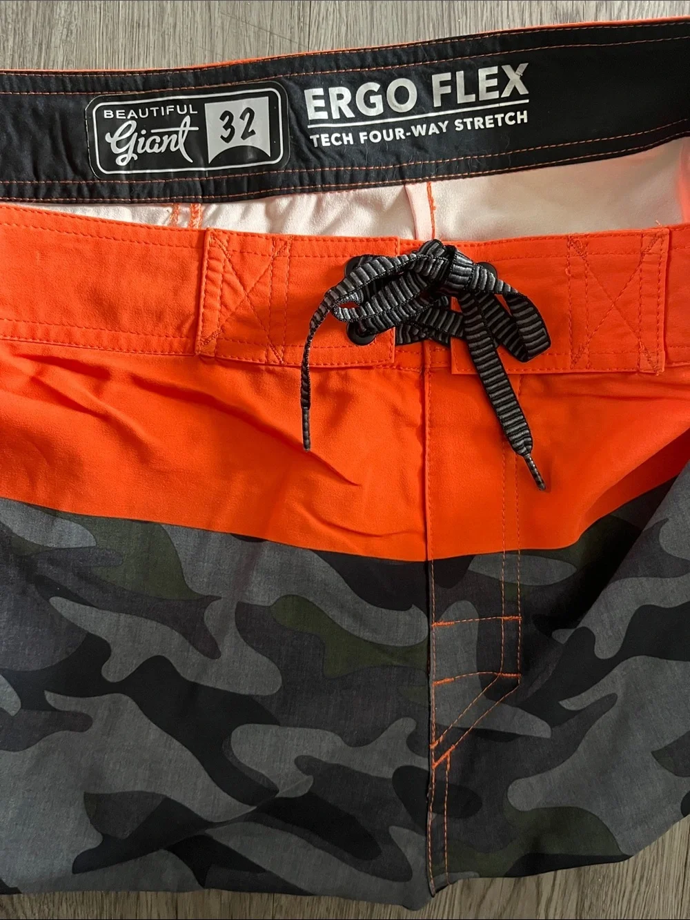 Men's Navy & Orange Camo Swim Trunks
